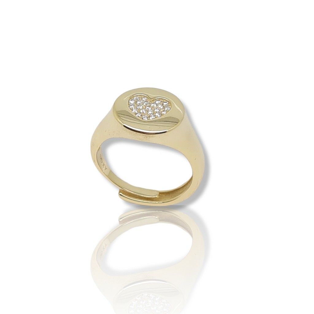 Ασημένιο δαχτυλίδι καρδούλα απο επιχρυσωμένο ασήμι 925°  (code FC002981)